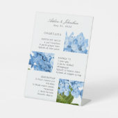 Modern Blue Hydrangea Signature Drink Menu Reclamebord Met Voetstuk (Voorkant)