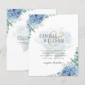 Modern Blue Hydrangea Wedding QR Code (Voorkant / Achterkant)