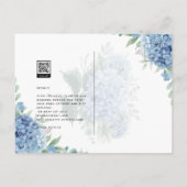 Modern Blue Hydrangea Wedding QR Code Briefkaart (Achterkant)