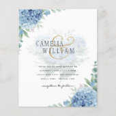Modern Blue Hydrangea Wedding QR Code Flyer (Voorkant)