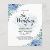 Modern Blue Hydrangea Wedding QR Code Flyer (Voorkant)