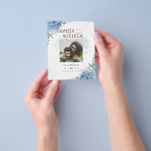 Modern Blue Hydrangea Wedding QR Code Flyer (Hand)