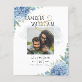Modern Blue Hydrangea Wedding QR Code Flyer (Voorkant)