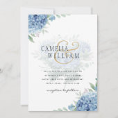 Modern Blue Hydrangea Wedding QR Code Kaart (Voorkant)