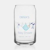 Modern Blue illustratie Clothesline Baby shower Blikvorm Glas (Voorkant)