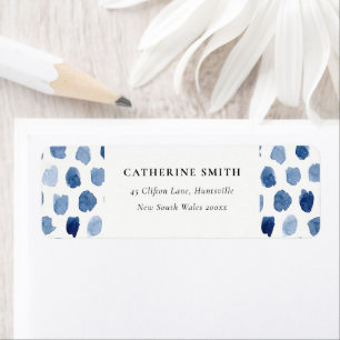 MODERN BLUE INDIGO WATERVERF STIP ADRES ETIKET
