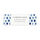 MODERN BLUE INDIGO WATERVERF STIP ADRES ETIKET (Voorkant)