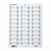 MODERN BLUE INDIGO WATERVERF STIP ADRES ETIKET (Full Sheet)