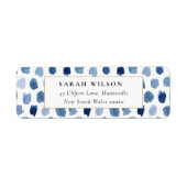 MODERN BLUE INDIGO WATERVERF STIP ADRES ETIKET (Voorkant)