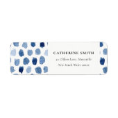 MODERN BLUE INDIGO WATERVERF STIP ADRES ETIKET (Voorkant)