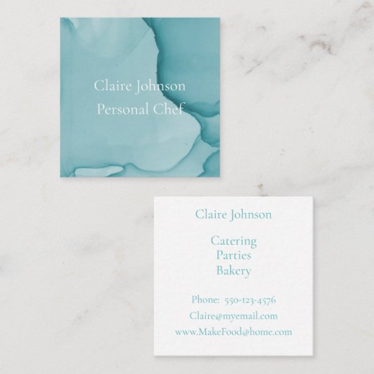 Modern Blue Ink Waterverf Visitekaartje (Voorkant / Achterkant)