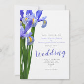 Modern Blue Iris Floral Bouquet Wedding Kaart (Voorkant)