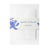 Modern Blue Iris Floral Bouquet Wedding Uitnodigingen Wikkel (Voorkant Voorbeeld)