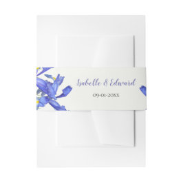 Modern Blue Iris Floral Bouquet Wedding Uitnodigingen Wikkel