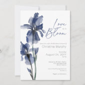 Modern Blue Iris Love In Bloom Vrijgezellenfeest Kaart (Voorkant)