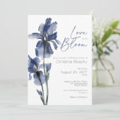 Modern Blue Iris Love In Bloom Vrijgezellenfeest Kaart (Staand voorkant)