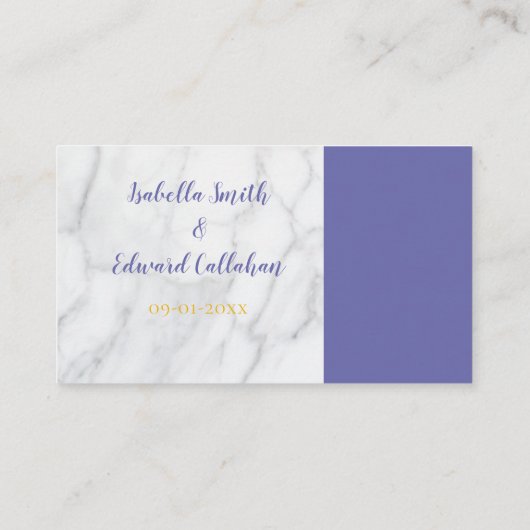 Modern Blue Iriss Floral Bouquet Wedding Website Informatiekaartje (Achterkant)