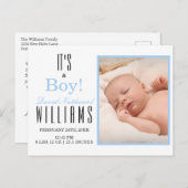 Modern Blue is een BOY. Baby Geboorteaankondiging Briefkaart (Voorkant / Achterkant)