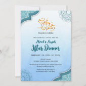 Modern Blue Islamic Iftar Invitation Kaart (Voorkant)