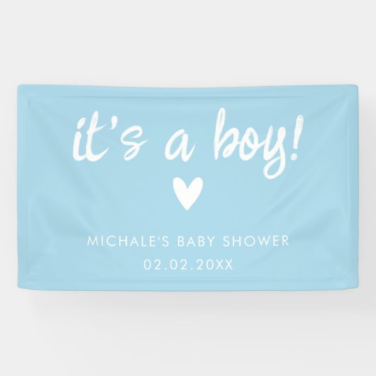 Modern Blue it's a BOY Baby Shower Spandoek (Horizontaal)