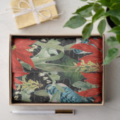 Modern Blue Jay Poinsettia Collage Tissue Paper Tissuepapier (Geschenk)