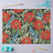 Modern Blue Jay Poinsettia Collage Tissue Paper Tissuepapier (Craft)