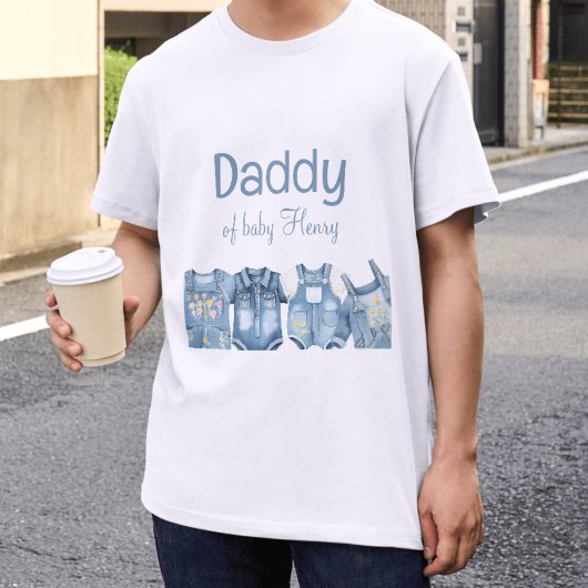 Modern Blue Jean Baby Daddy Baby shower T-shirt