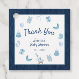 Modern Blue Jean Baby Denim Baby shower Bedankjes Labels