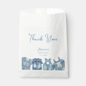 Modern Blue Jean Baby Denim Baby shower Dank u Bedankzakje (Voorkant)