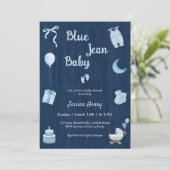 Modern Blue Jean Baby Denim Baby shower Kaart (Staand voorkant)