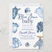 Modern Blue Jean Baby Denim Themd Baby shower Kaart (Voorkant)
