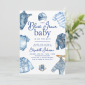 Modern Blue Jean Baby Denim Themd Baby shower Kaart (Staand voorkant)