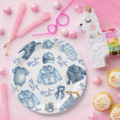 Modern Blue Jean Baby Denim Themd Baby shower Papieren Bordje (Feest)