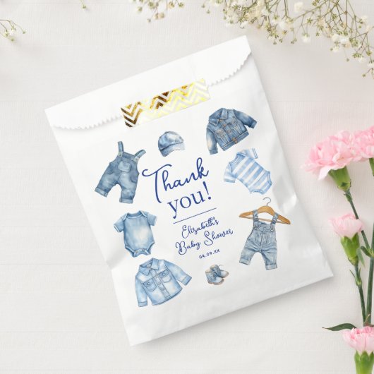 Modern Blue Jean Baby Denim Themed Baby Shower Bedankzakje (Gezegeld)