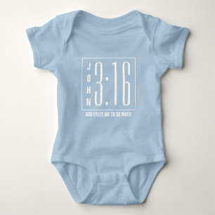 Modern Blue John 3:16 Christelijk Baby Bodysuit