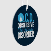 Modern Blue Kerstmis geobsedeerd Ornament (voorkant)