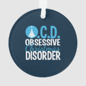 Modern Blue Kerstmis geobsedeerd Ornament (achterkant)