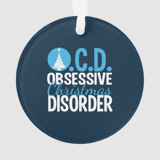 Modern Blue Kerstmis geobsedeerd Ornament (achterkant)