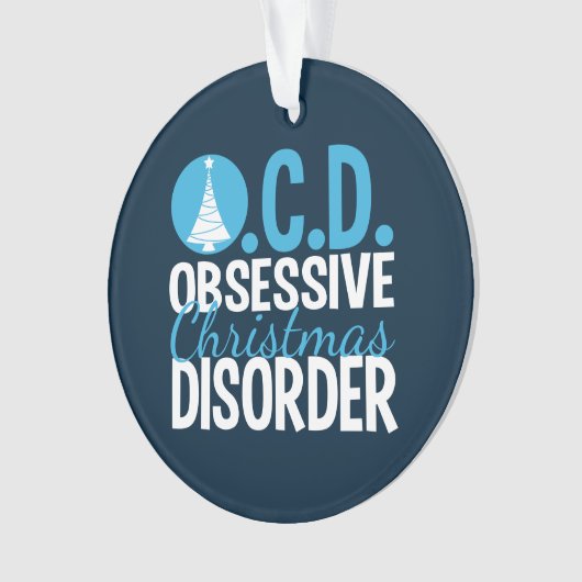 Modern Blue Kerstmis geobsedeerd Ornament (voorkant)
