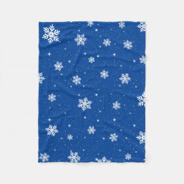 Modern Blue Kerststars Snowflakes Patroon Fleece Deken