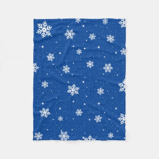 Modern Blue Kerststars Snowflakes Patroon Fleece Deken (Voorkant)