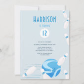 Modern Blue Kids Bowling Birthday Party Kaart (Voorkant)