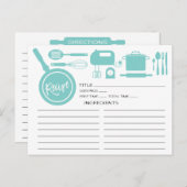 Modern Blue Kitchen Utils Recipe Card Briefkaart (Voorkant / Achterkant)