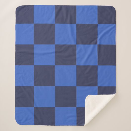 Modern Blue Kroatië Checkers Sherpa Blanket Deken (Voorkant)