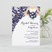 Modern Blue Lace Bridal Shower Kaart (Staand voorkant)