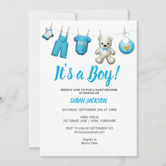 Modern Blue Laundry Het is een Baby shower van een Kaart (Voorkant)
