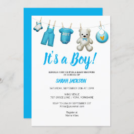 Modern Blue Laundry Het is een Baby shower van een Kaart