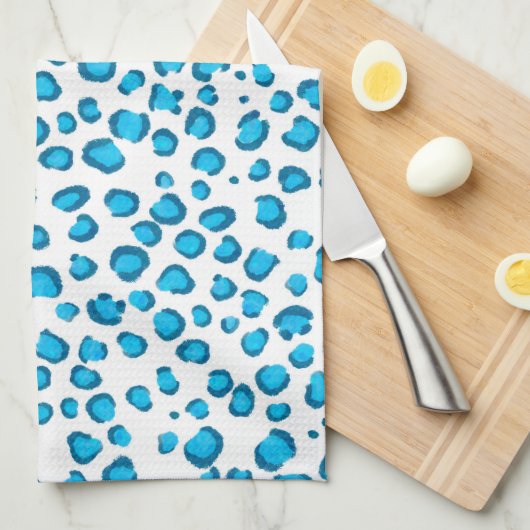 Modern Blue Leopard Pattern Animal Print Theedoek (Quarter Fold)