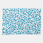 Modern Blue Leopard Pattern Animal Print Theedoek (Horizontaal)