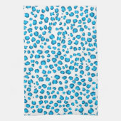 Modern Blue Leopard Pattern Animal Print Theedoek (Verticaal)